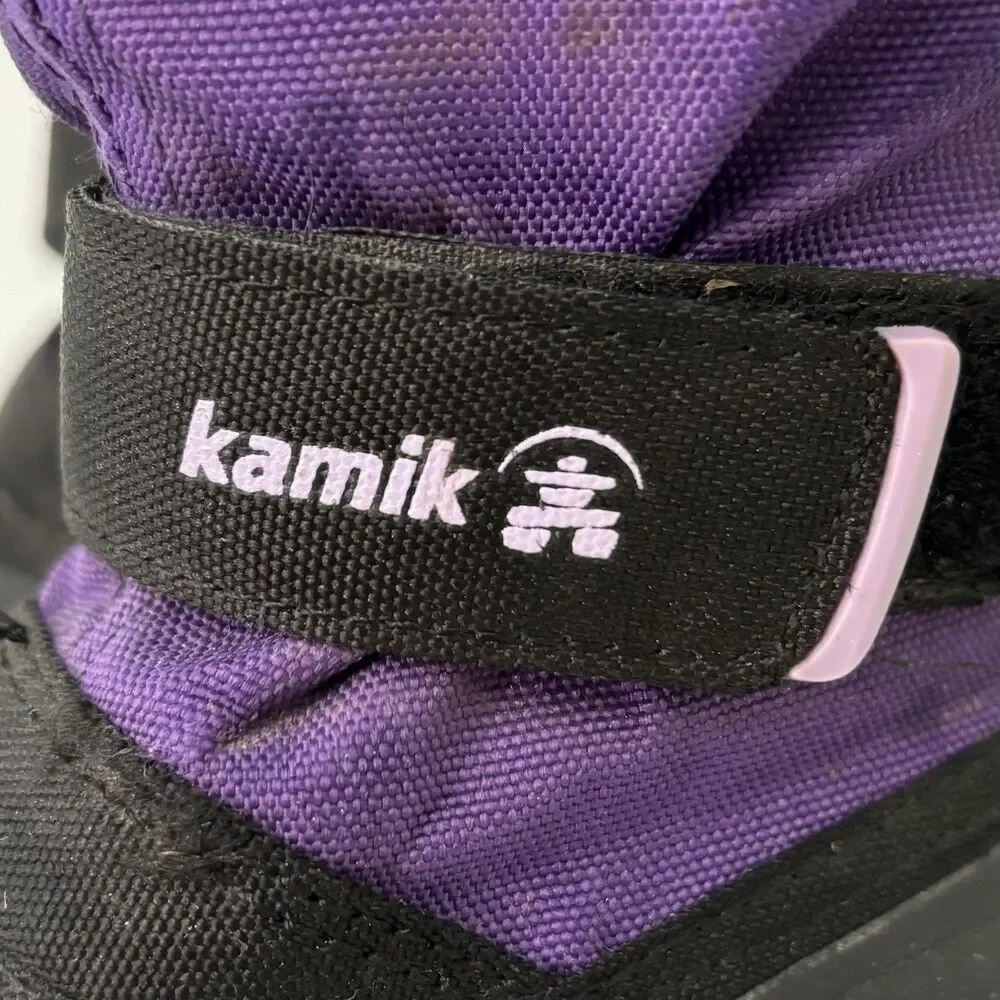 Kamik Boots Kids Girls Youth Size 9 Winter Snow Wesley Pull On Purple Black Wool